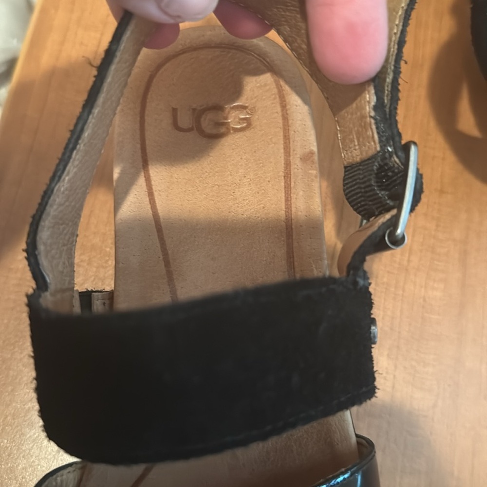 UGG Womens Braelynn Jasmine Leather Flatform Black Sandal Sz 7 M - Picture 7 of 11